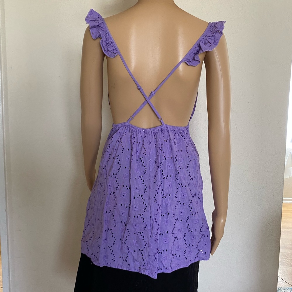 ASOS Purple Eyelet Spring Summer Backless Tunic Size 2 - Picture 5 of 5